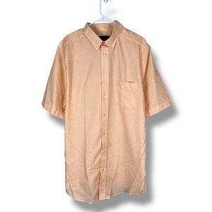 KS Signature Shirt Mens 17.5 Tall Orange Short Sleeve Button Down Shirt